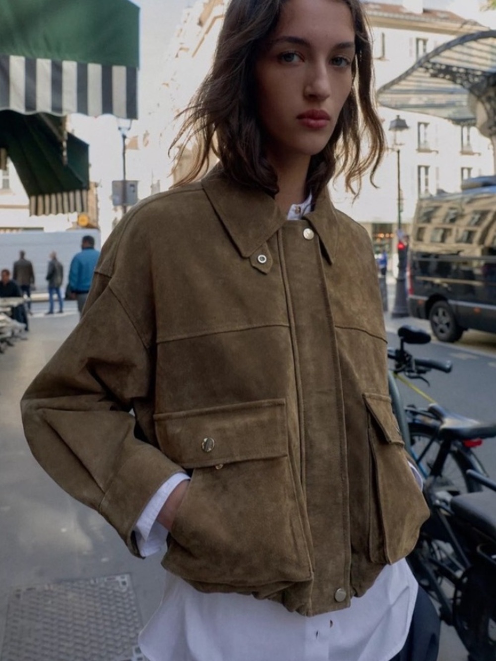 Zara NWT 100% leather bomber jacket 8073/253 - Picture 12 of 14